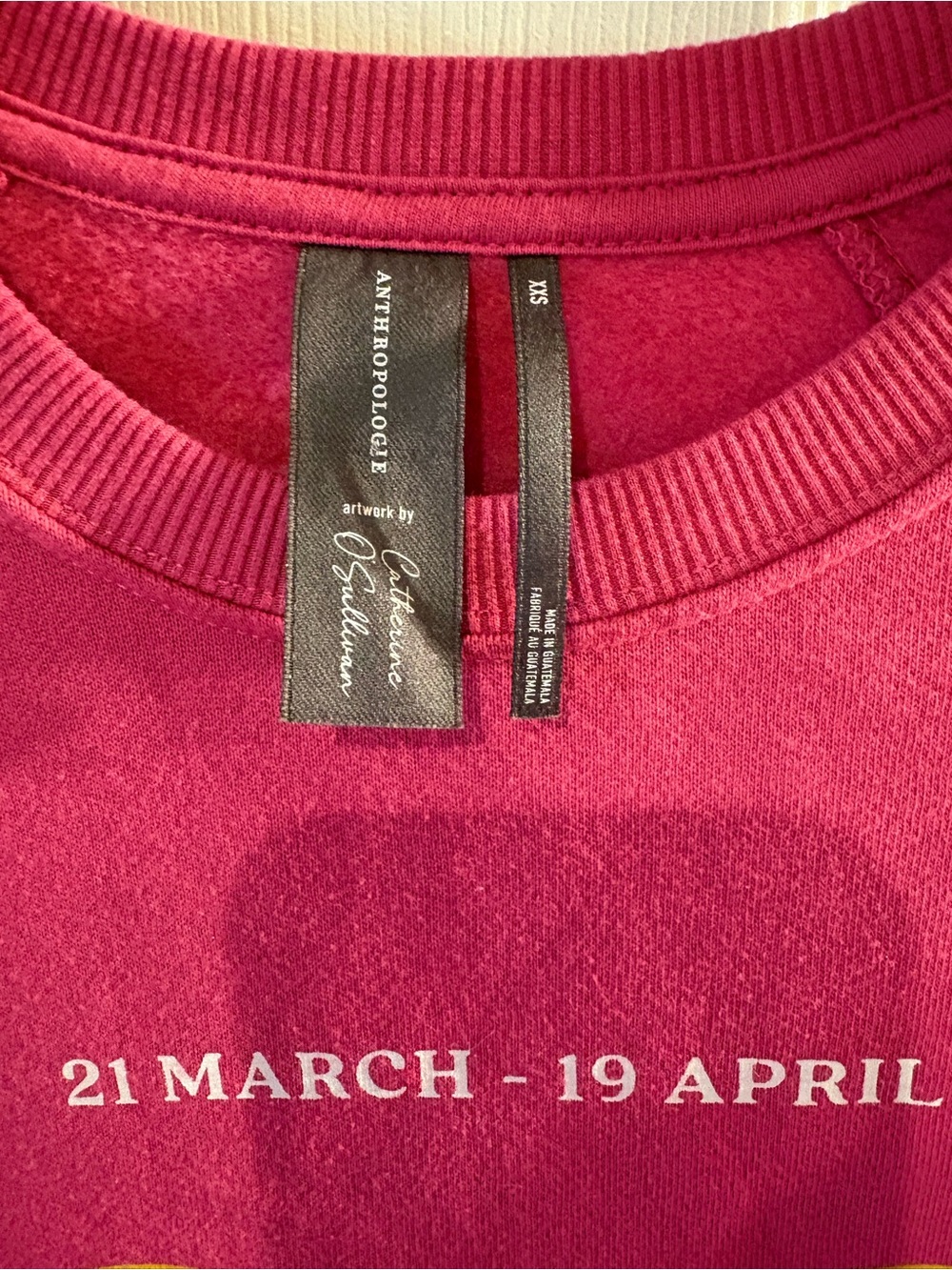 Anthropologie Hot Pink Graphic Crewneck Sweatshirt